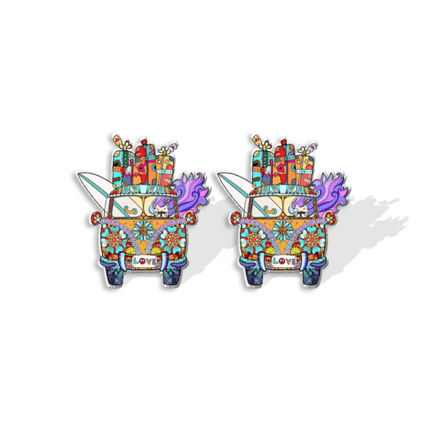 Wholesale Sunflower School Bus Heat Shrink Sheet Acrylic Earrings