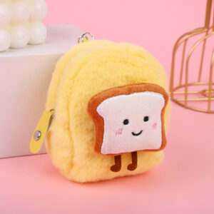 Plush key case-toast bread yellow