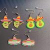 Wholesale Mexican Kalihuala skull pepper paddle rainbow acrylic earrings