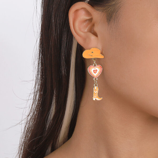 O1CN01ThEAfO1X6nSVoRDOv_1768642875-0-cib Wholesale Western Cowboy Style Hat Heart Cowboy Boots Oil Drop Earrings