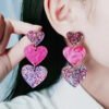 Wholesale Asymmetric Triple Love Acrylic Earrings
