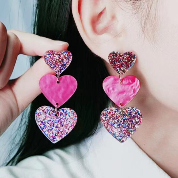 Wholesale Asymmetric Triple Love Acrylic Earrings