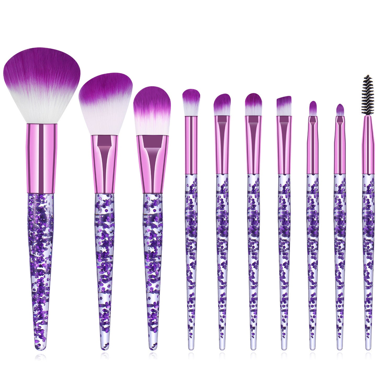 Wholesale Crystal Handle 10 Make Brush Set Unicorn Scallion wder Acrylic Make Brush