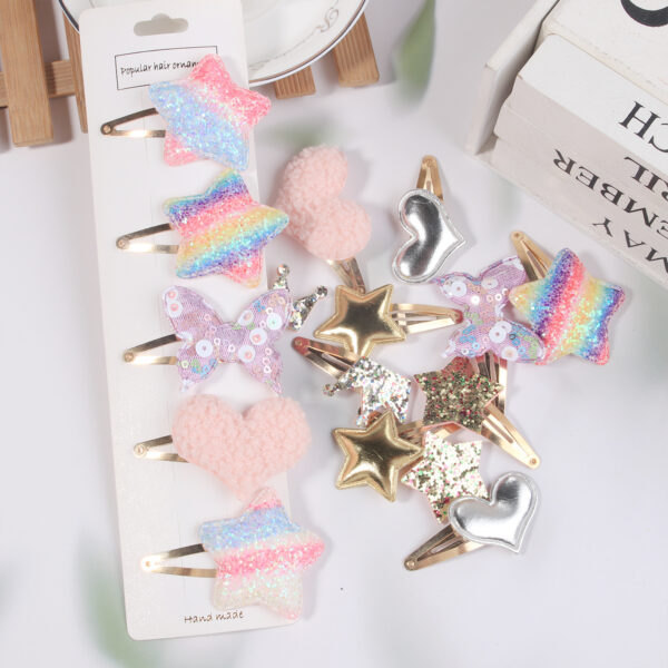 Wholesale Cute Sequin Stars Butterfly Heart Bangs Hair Clips