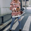 Wholesale Autumn and Winter Women's Aztec Hooded Half-Zip Pullover Sweatshirt