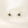 Wholesale S925 Silver Needle Black Triangular Stud Earrings