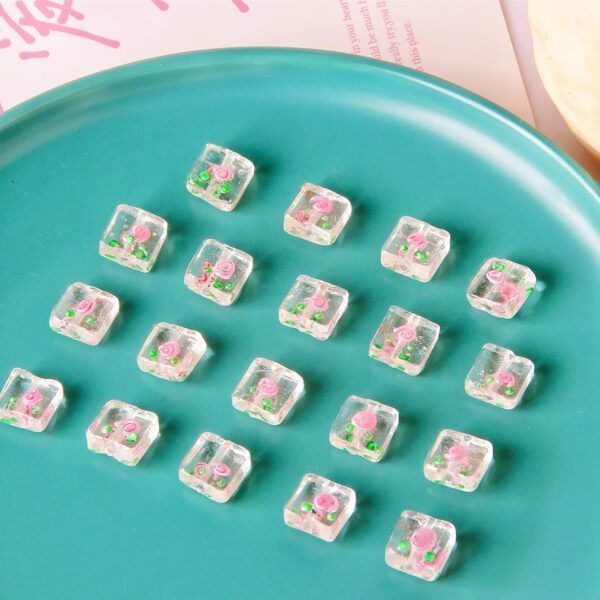 Wholesale 12mm Vintage Square Flower Glass Beads