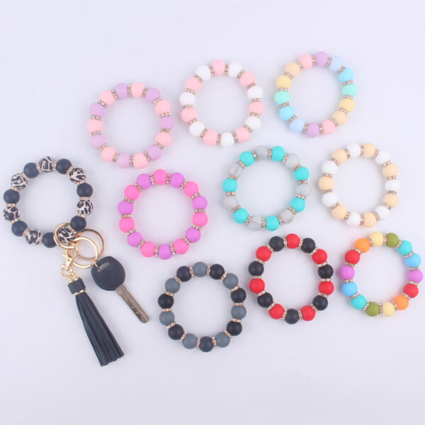 O1CN01TnPDwi1NrNfPLgOEU_2214899881623-0-cib-2 Wholesale Silicone Beaded Tassel Wrist Keychain