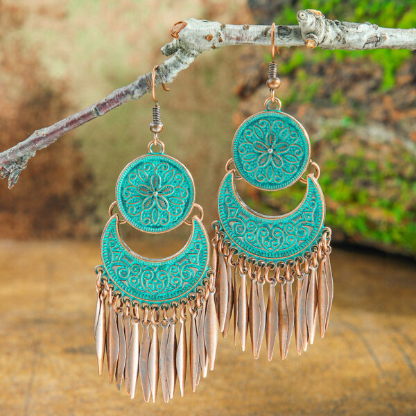 Wholesale Flower Metal Tassel Drop Earrings