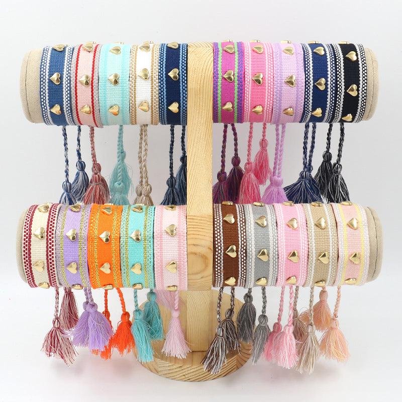 Wholesale Hand Woven Tassel lyester Bracelet