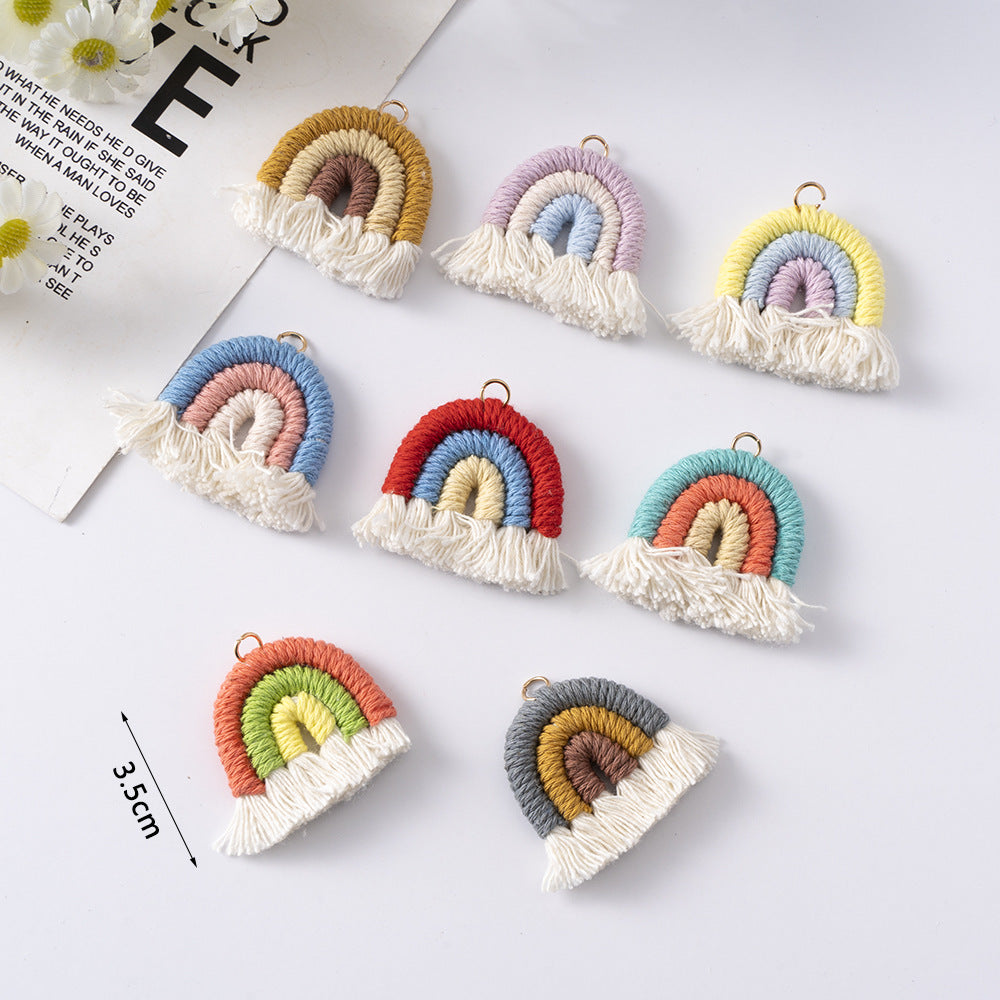 Wholesale Cotton Handwoven Tassel Rainbow Keychain Aessories