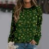Wholesale Spandex T-shirts Korean Version Loose Casual Pullover Bottoms Christmas Tree Series