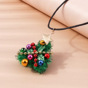 Wholesale Christmas Ornaments Plush Christmas Tree Plastic Necklace Sweater Chain