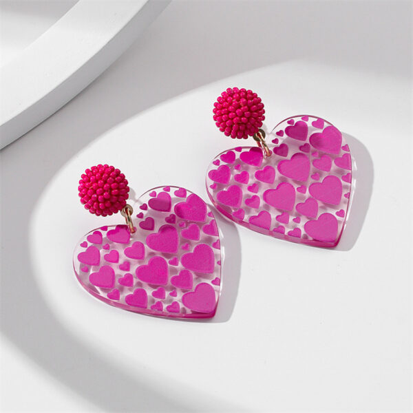 Wholesale Transparent Color Heart Beads Acrylic Earrings