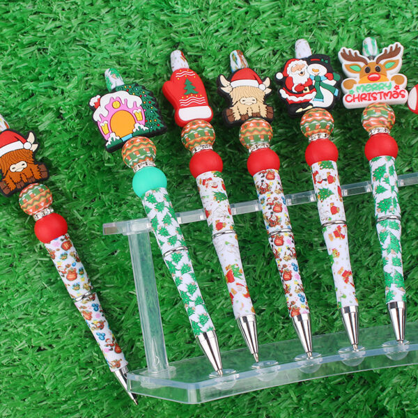Wholesale Beaded Pens Christmas Series Silicone Beads Plastic Ballpoint Pen
