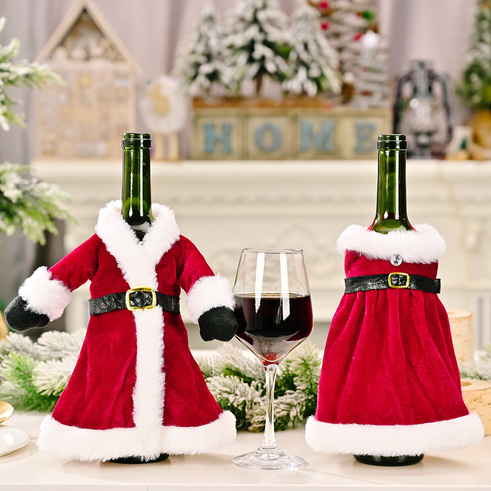 Wholesale Christmas Fabric Skirt ess Wine Bottle Cover