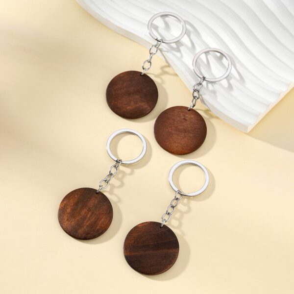 Wholesale DIY Blank Round Wood Chip Keychain