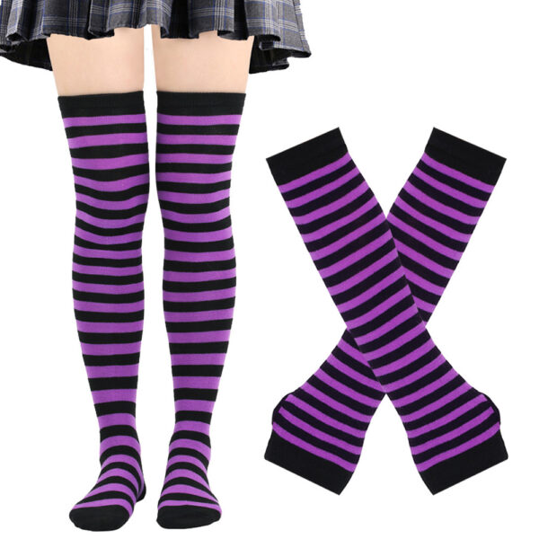 Wholesale Christmas Halloween High Striped Socks Gloves Set