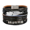 Wholesale Bohemian Crystal Feather Leather Bracelet