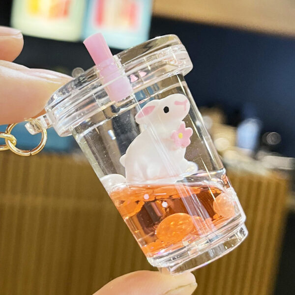 Wholesale Cherry Blossom Oil Bunny Drift Bottle Acrylic Keychains