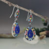 Wholesale Turquoise Blue Diamond Metal Earrings