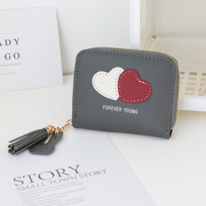 Two-Tone Love Short Wallet-Grey