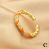 Wholesale Copper Gold Plated Micro Zircon Fried Dough Twists Open Ring