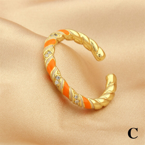 Wholesale Copper Gold Plated Micro Zircon Fried Dough Twists Open Ring