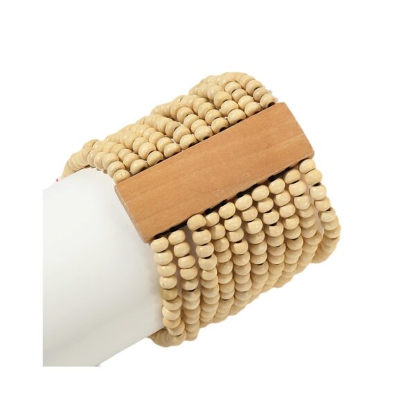 Wholesale Popular Bohemian Colorful Wooden Beads Beaded Elastic Wide Bracelet