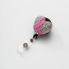 Wholesale Badge Reels Pink Ribbon Diamond Retractable Keychain Alloy Keychain