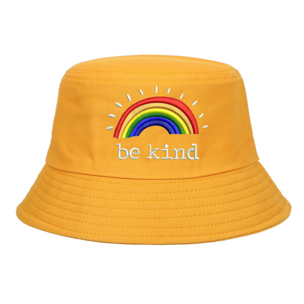 Wholesale be kind Rainbow Embroidery Cotton Fisherman Hat