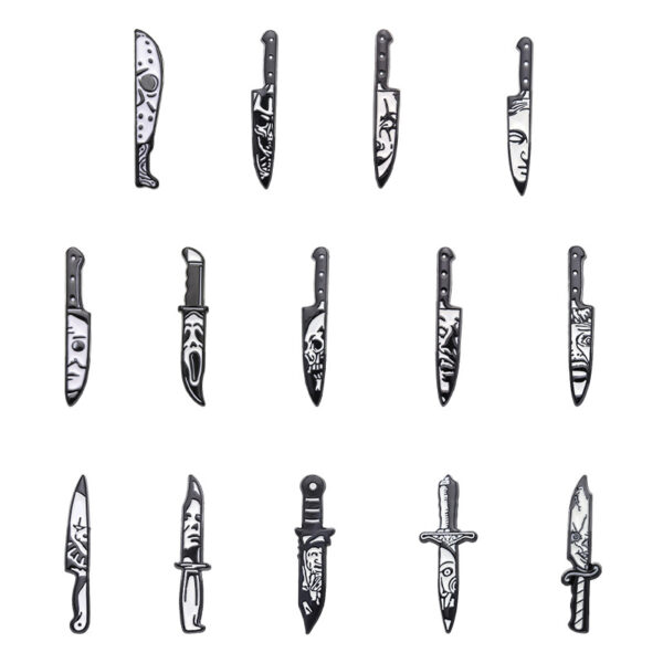 Wholesale Creative Dagger Ghost Face Shape Halloween Skull Metal Brooch