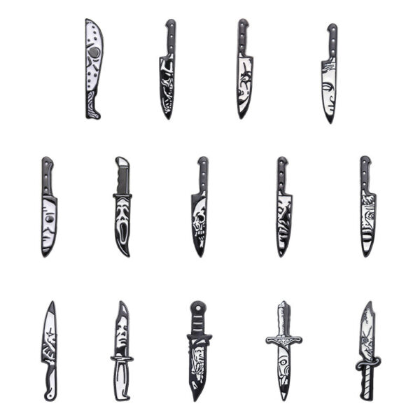 Wholesale Creative Dagger Ghost Face Shape Halloween Skull Metal Brooch