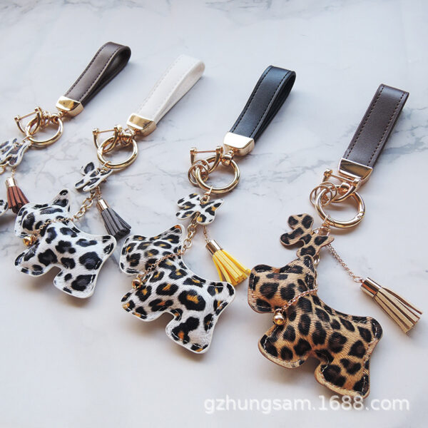 Wholesale PU Leopard Print Puppy Keychain