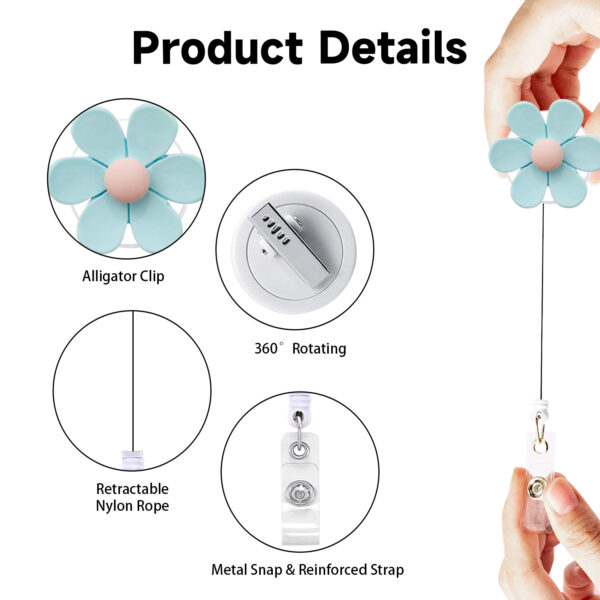 Wholesale Badge Reels Resin Flower Retractable Keychain
