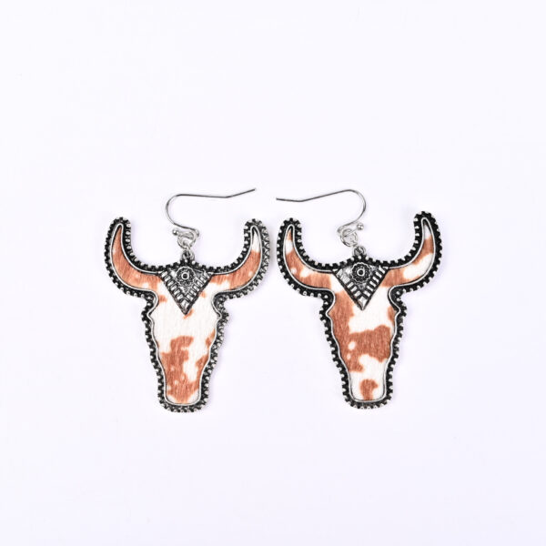 Wholesale Cowhead Western Denim Alloy Earrings