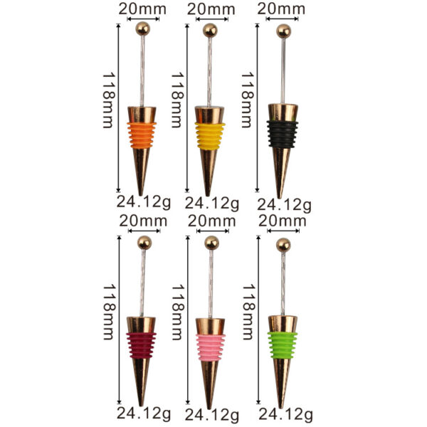 Wholesale Beadable Utensils DIY Zinc Alloy Rose Gold Red Wine Stopper