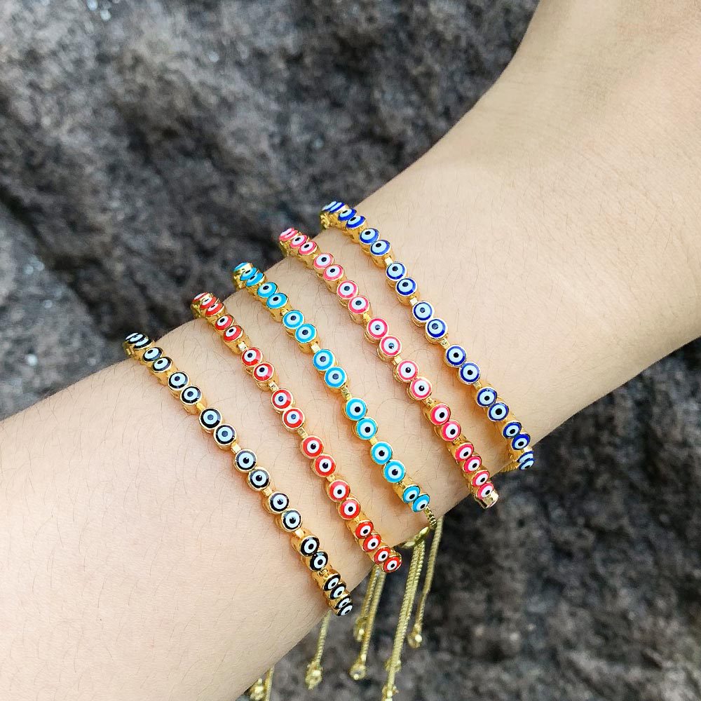 Wholesale Color ip Oil Devil Eye Adjustable awstring Copper Bracelet