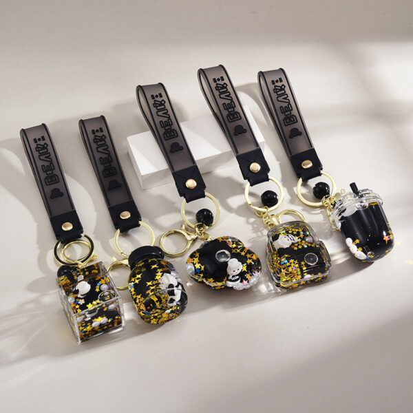 Wholesale Acrylic Cartoon Floating Panda Oiled Keychain