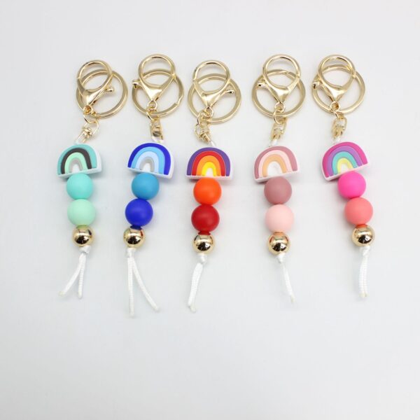 Wholesale Rainbow Silicone Beaded Keychain