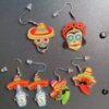 Wholesale Mexican Kalihuala skull pepper paddle rainbow acrylic earrings