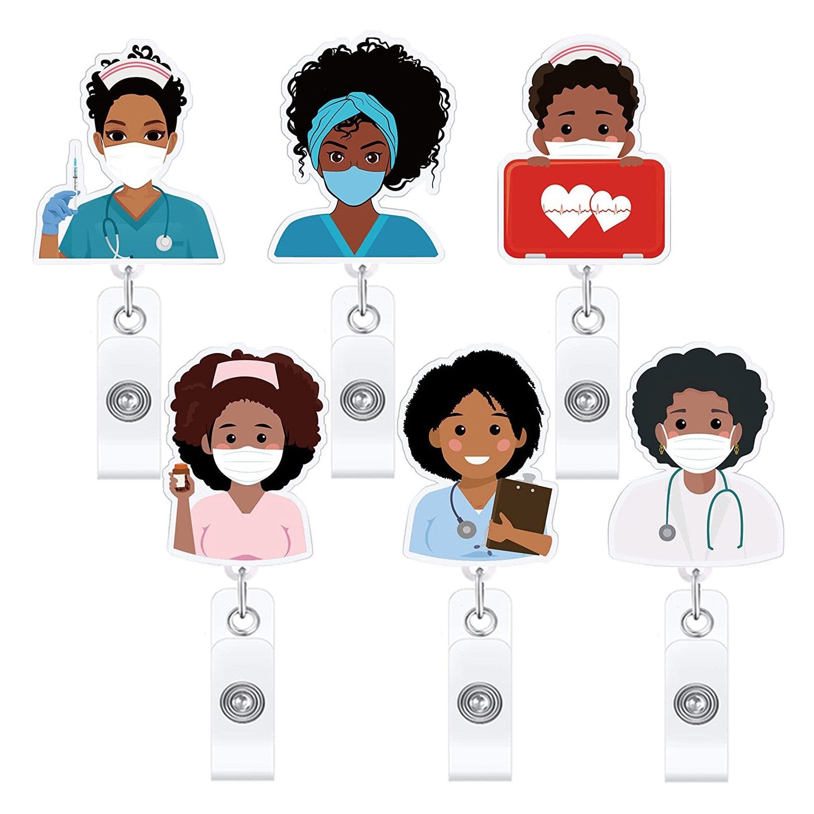 Wholesale Badge Reels Acrylic Doctor Nurse Retractable Keychain
