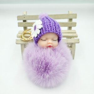 Violet / Golden chain Buckle (8cm fur ball)