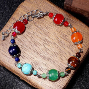 Wholesale Rainbow Natural Stone Beaded Bracelet