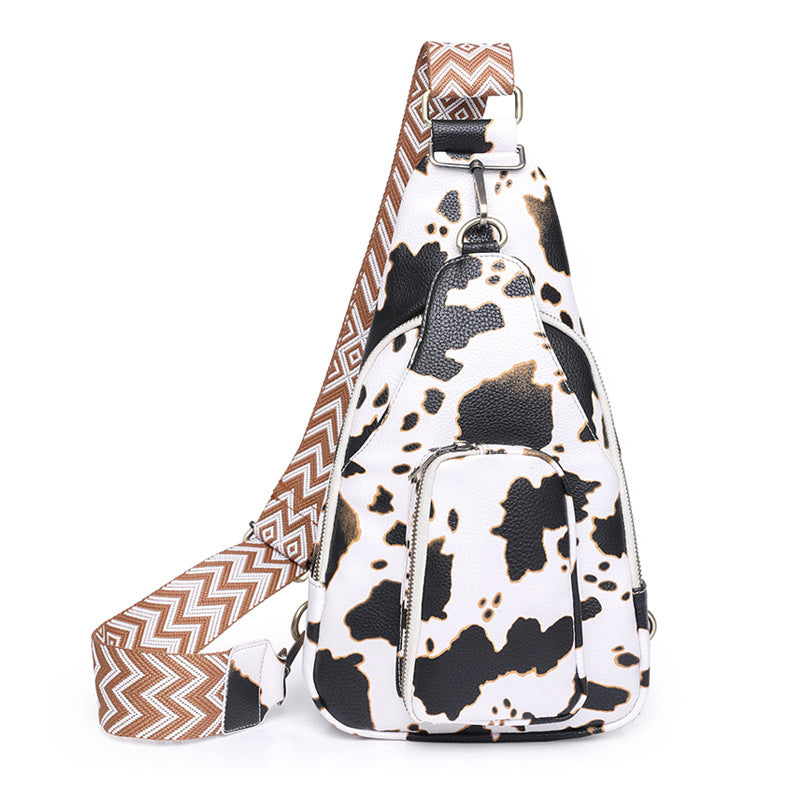 Wholesale PU Vintage Style Cow Pattern Ladies Chest Bag
