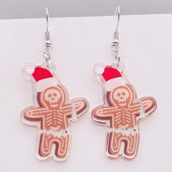 Wholesale Horror Christmas Gingerbread Man Skull Acrylic Earrings