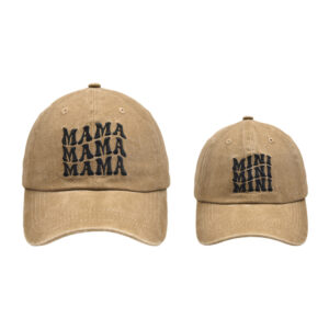 Khaki-three-row MAMA + MINI parent-child baseball cap