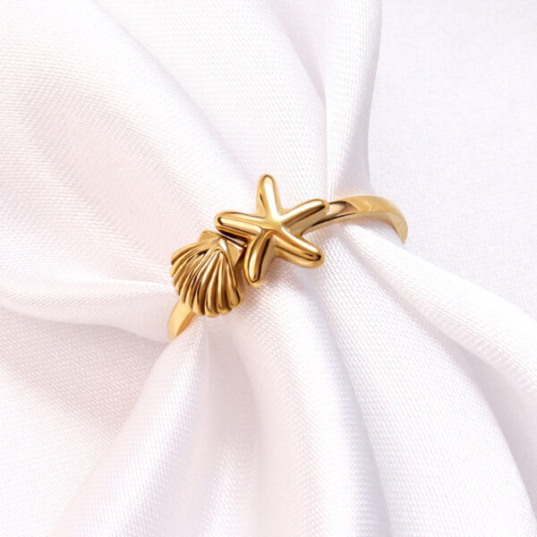 O1CN01UFreLN1VHfcjsUNtd_4112122628-0-cib Wholesale Stainless Steel 18k Gold Plated Starfish Shell Ring