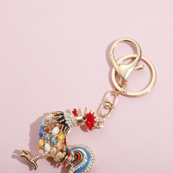 Wholesale Zinc Alloy Diamond Rooster Keychain