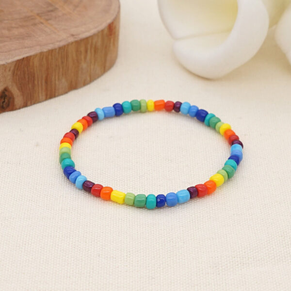 Wholesale Rainbow Glass Rice Beads Clear Beads Gradient Color Bracelet